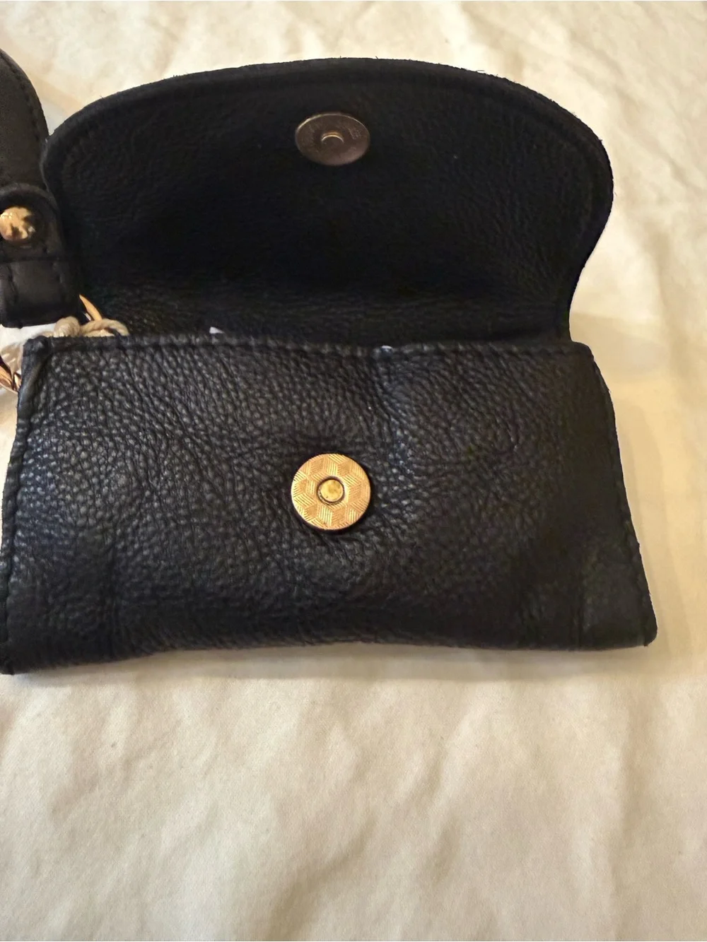 Free People Black Leather Wristlet Clutch with Removable Strap